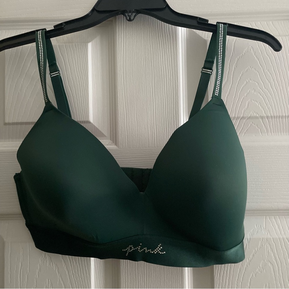 PINK Victoria's Secret Full Coverage Wireless Bra in Deep Green